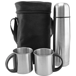 Термос, 2 кружки в чехле: 26х16х10 см; термос 500 мл; кружки 220 мл; металл, нейлон