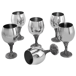 Стопки (6шт); H=9,4 см; посеребренный металл; лазерная гравировка