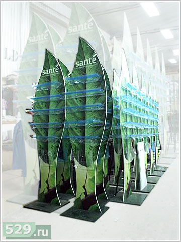 Фигурные рекламные стойки для оформления мест продаж