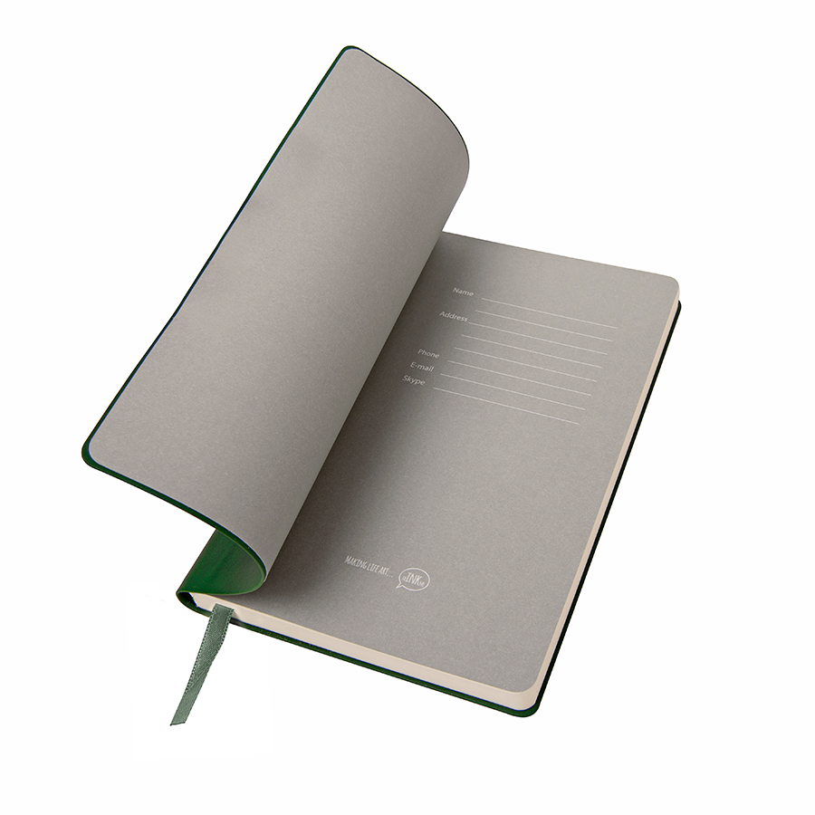 Бизнес-блокнот FUNKY, 130*210 мм, зеленый, серый форзац, мягкая обложка, в линейку