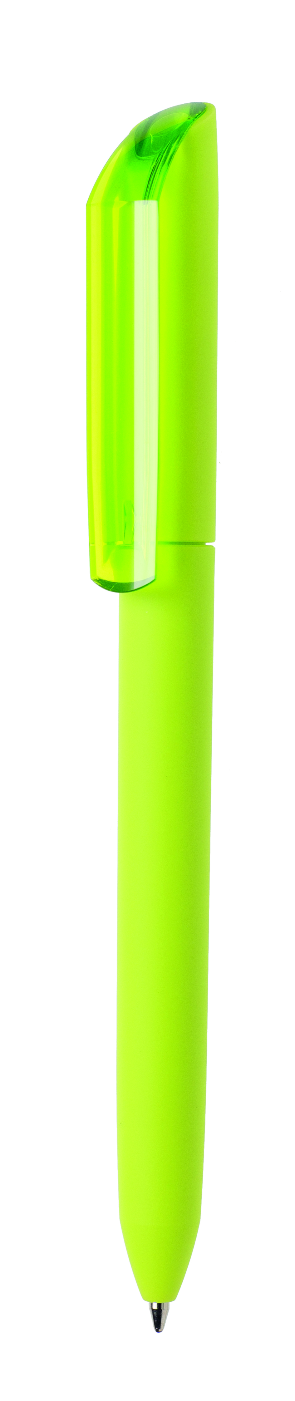 Ручка шариковая FLOW PURE, зеленое яблоко корпус/прозрачный клип, покрытие soft touch, пластик