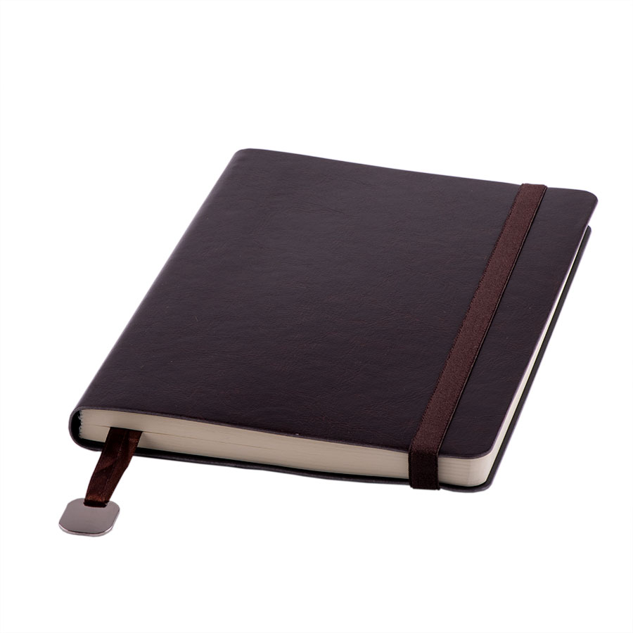 Ежедневник недатированный Boomer, А5,  темно-коричневый, кремовый блок в линейку, без обреза