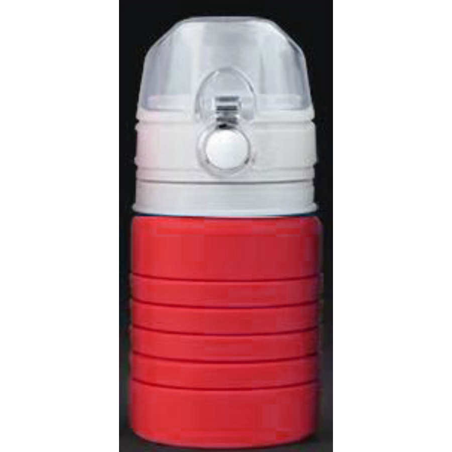 Бутылка для воды складная с карабином SPRING; красная, 550/250 мл,  силикон