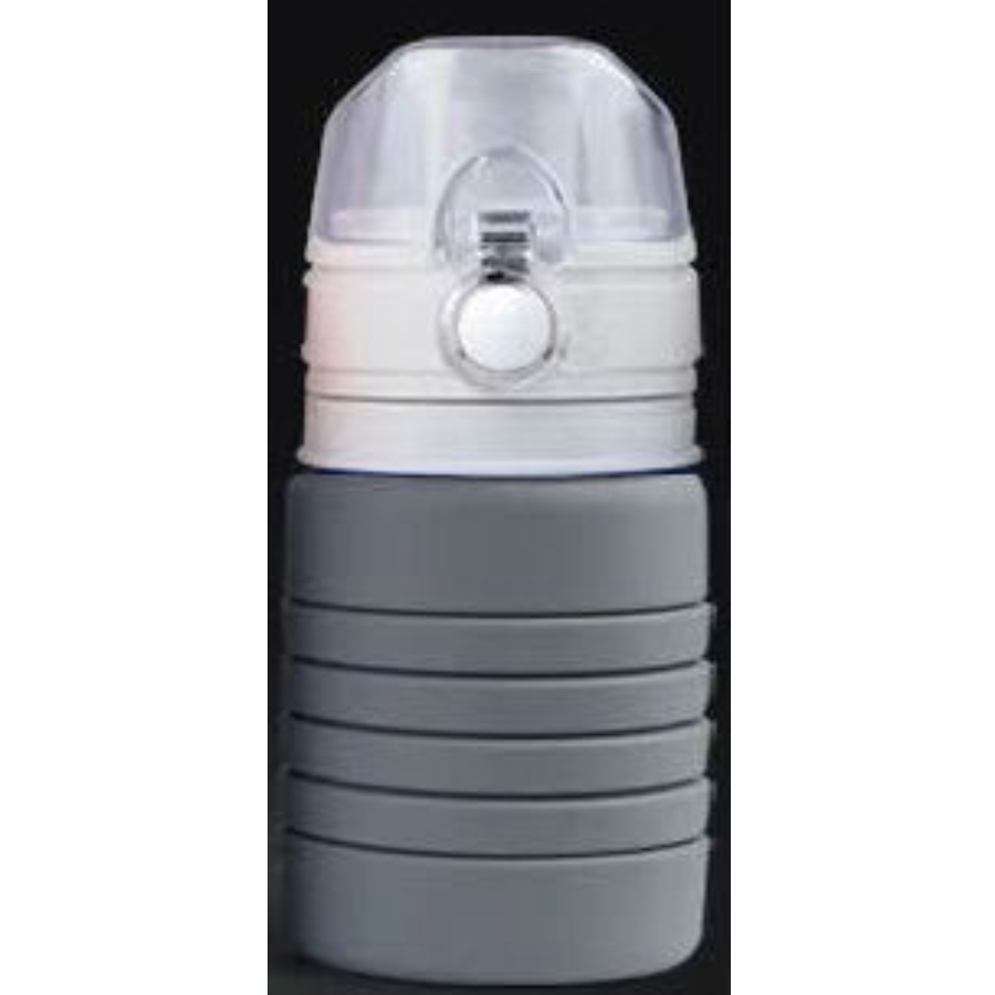 Бутылка для воды складная с карабином SPRING; серая, 550/250 мл, силикон