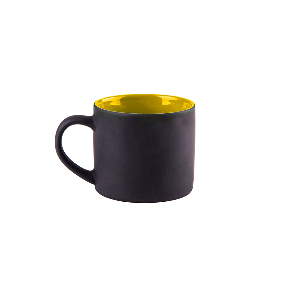 Кружка YASNA с покрытием SOFT-TOUCH, черный с желтым, 310 мл, фарфор