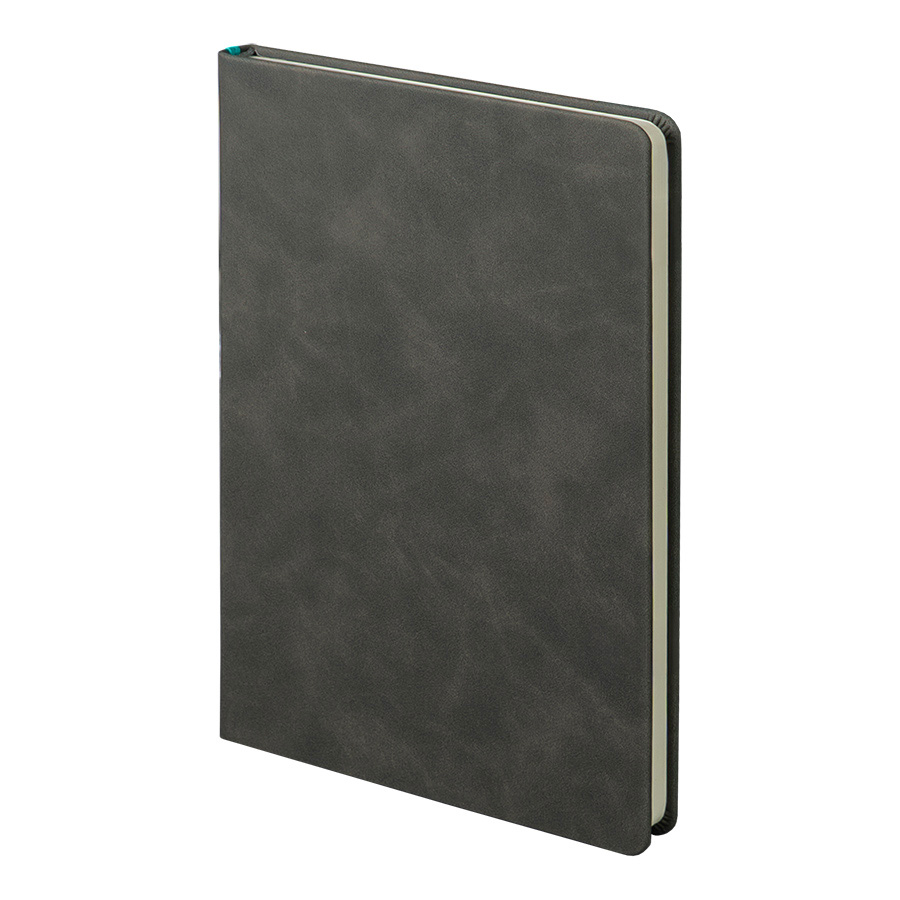 Ежедневник недатированный Muse, темно-серый, А5, с бирюзовой декоративной полосой, блок в линейку
