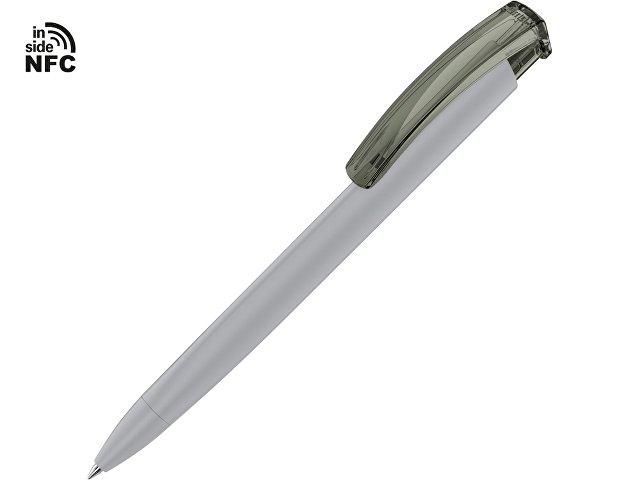 Ручка пластиковая шариковая трехгранная Trinity K transparent Gum soft-touch с чипом передачи информации NFC