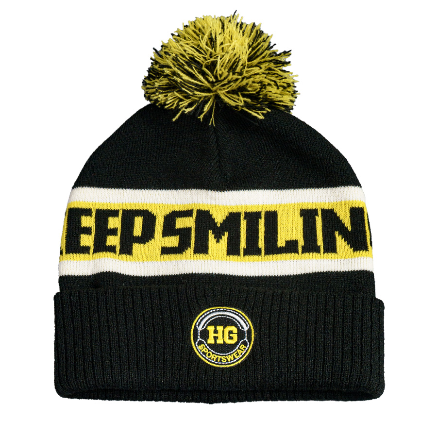 Образец вязанная шапка CUSTOM MERCH с помпоном и отворотом, двойная, 100% аркил