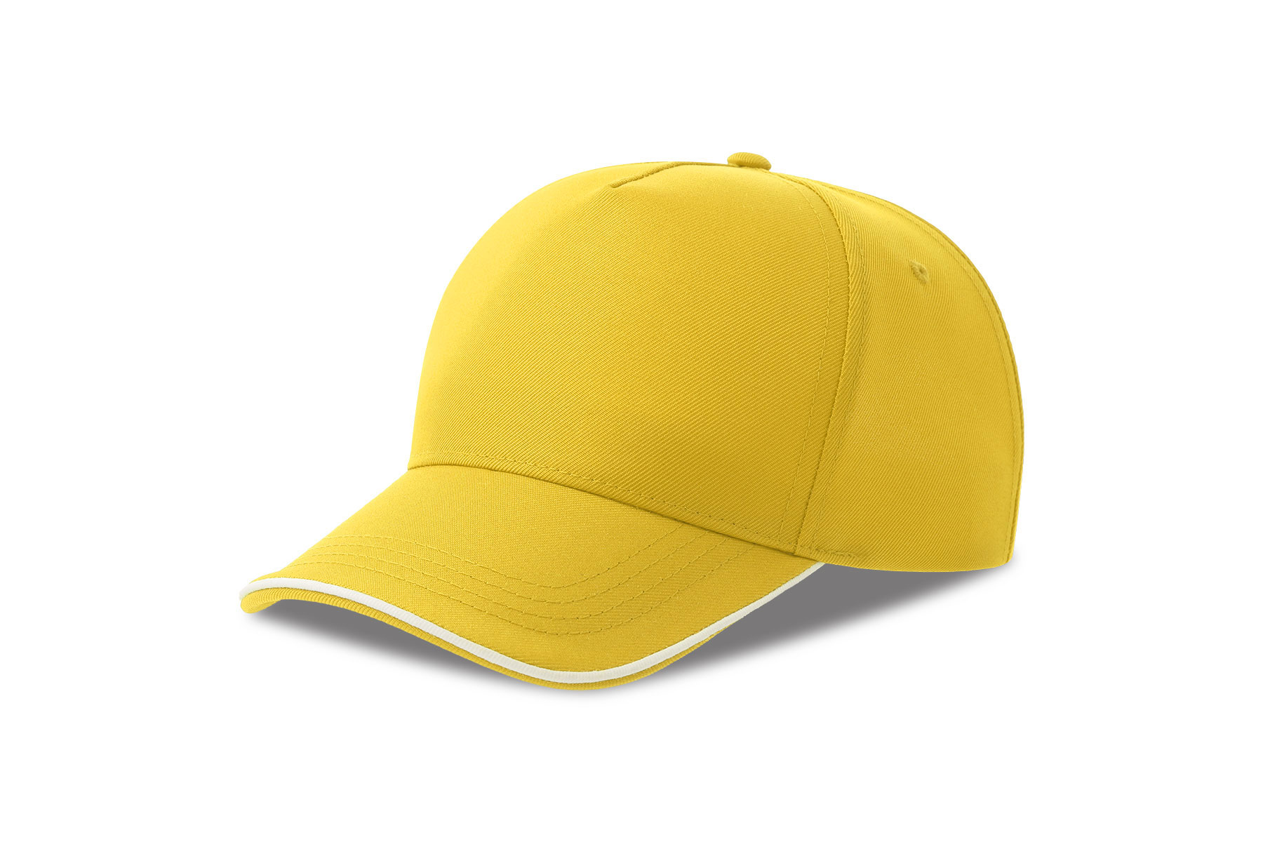 Бейсболка RECY FIVE PIPING, 5 клиньев, застежка-липучка, жёлтый/белый, 100 % полиэстер, 220 г/м2