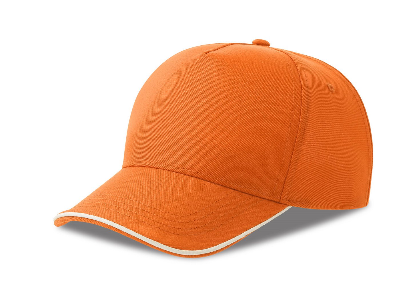 Бейсболка RECY FIVE PIPING, 5 клиньев, застежка-липучка, оранжевый/белый 100% полиэстер, 220 г/м2