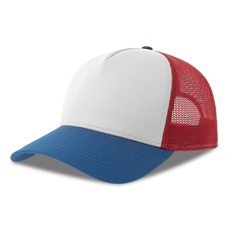 Бейсболка RAPPER COTTON-S, п. заст, 5 клин, белый/красны/синий, 100% хлопок/100% полиэстер, 280 г/м2