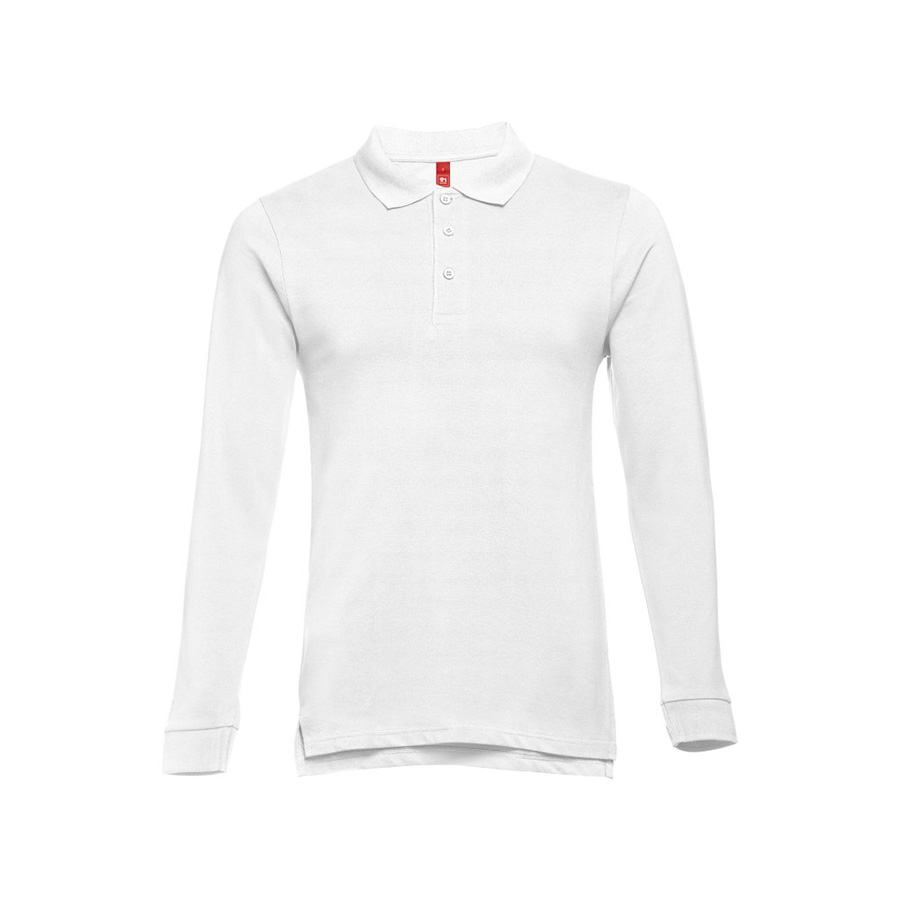 Рубашка-поло мужская BERN, д/р, белый, XL, 100% хлопок, плотность 210 г/м2