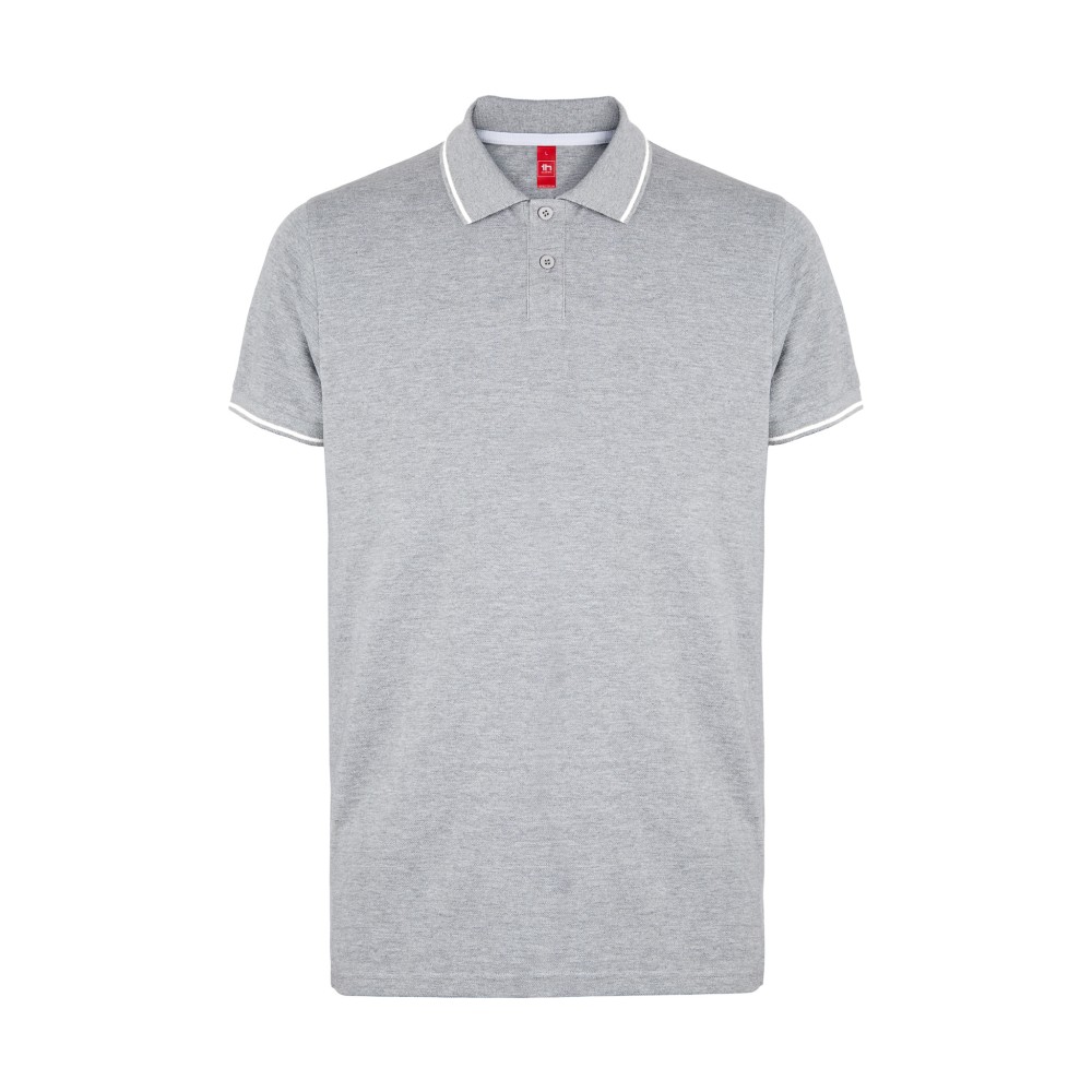 Рубашка-поло мужская SPECTRUM, к/р, св.-сер. меланж/бел, 3XL, 100% хлопок, плотность 195 г/м2