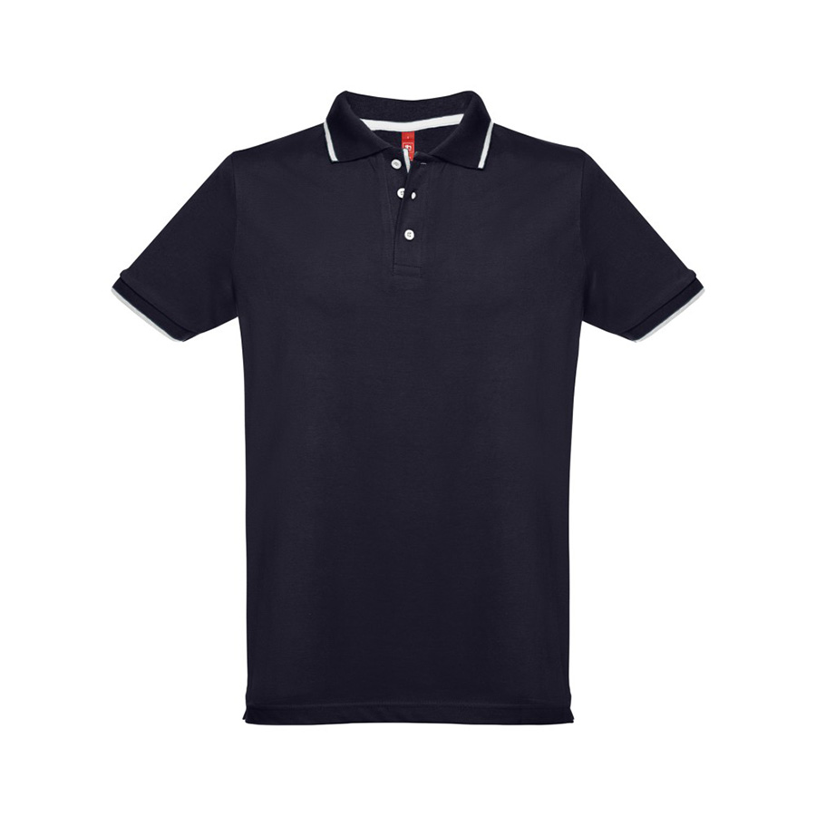 Рубашка-поло мужская SPECTRUM, к/р, тёмно-синий/белый, S, 100% хлопок, плотность 195 г/м2