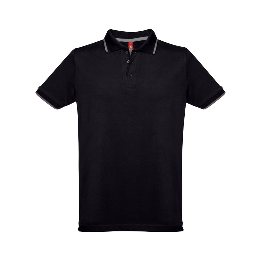 Рубашка-поло мужская SPECTRUM, к/р, чёрный/белый, L, 100% хлопок, плотность 195 г/м2