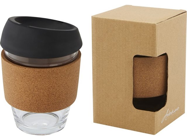 Стеклянный стакан с силиконовой крышкой и пробковой манжетой Lidan